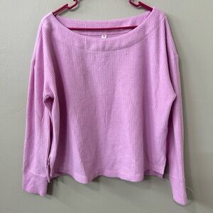 Anthropologie Daily Practice Ribbed Boat Neck Long Sleeve Top Sz M